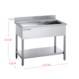 thumbnail of Pia de aço inox 120 cm com prateleira – 1 tigela