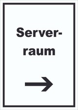 thumbnail of Serverraum Schild mit Text und Richtungspfeil rechts Computer IT PC hochkant A4 (210x297mm)