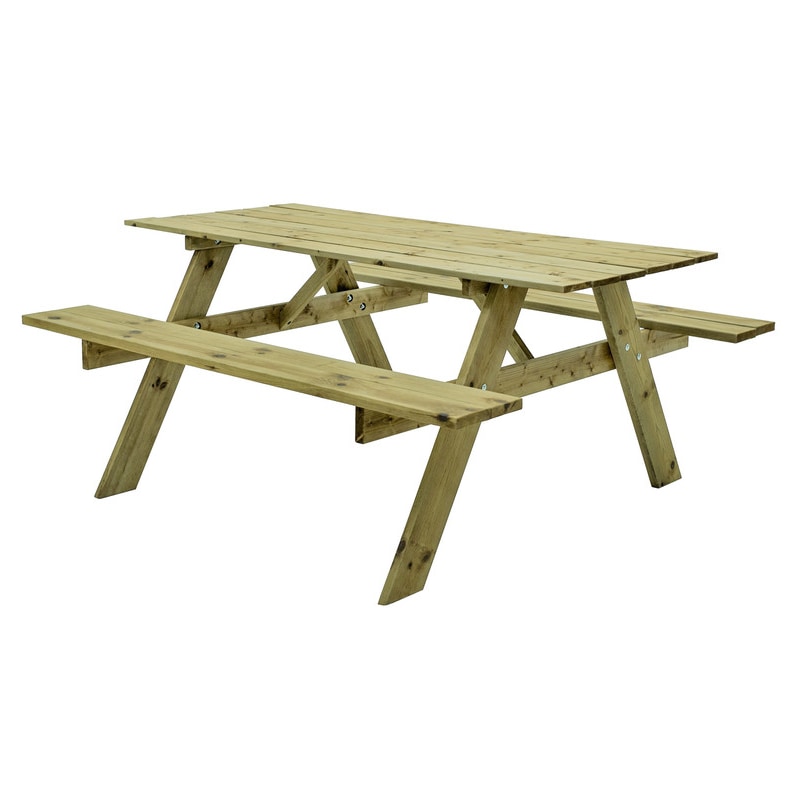 Mesa Picnic Jardín Madera Tratada Autoclave Strong 165, 2 Bancos, 164 x 150 x 75cm 6/8 Adultos, Espesor 20/28 mm, Normativas EN581 y FSC The HomeWeeks