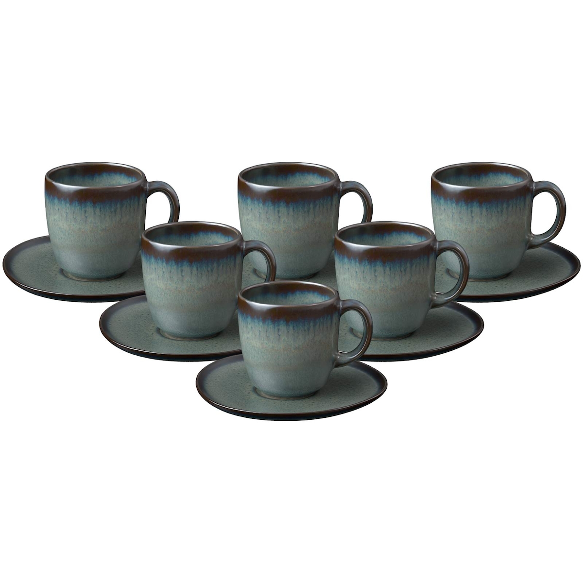 like. by Villeroy & Boch Lave gris Kaffeetasse mit Untertasse 190 ml 6er Set