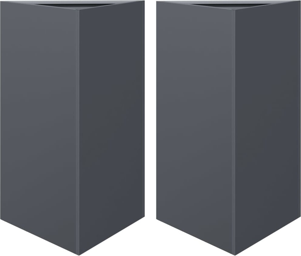vidaXL Pflanzkübel 2 Stk. Anthrazit Dreieckig 50x43x75 cm Stahl