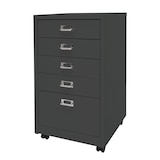 thumbnail of Rolcontainer HWC-L49, ladekast stalen archiefkast, metaal 75x40x41cm 5 laden ~ donkergrijs