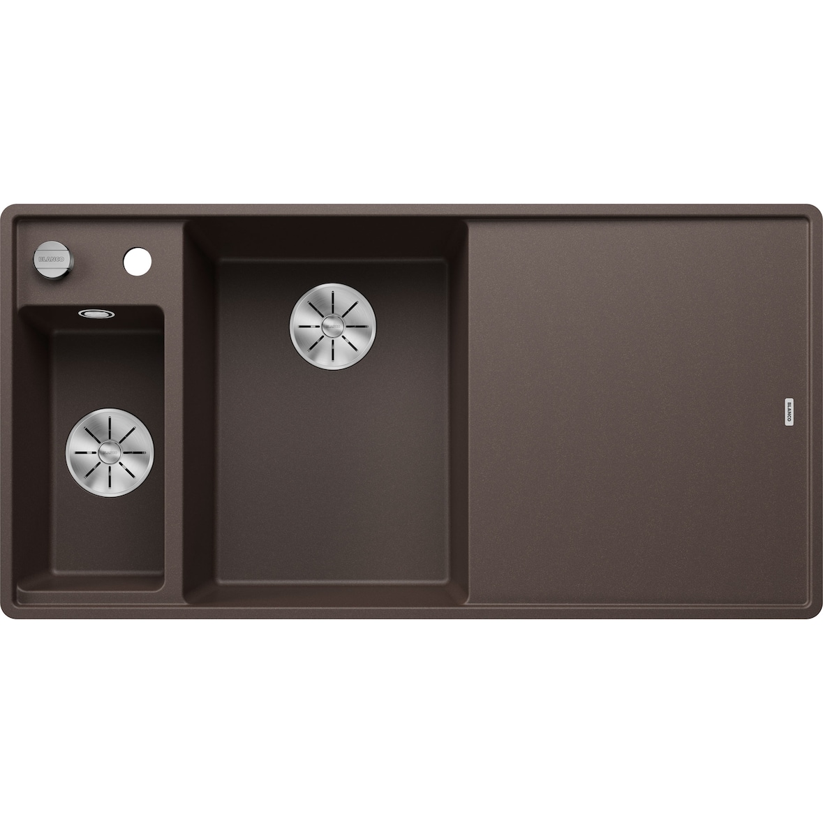 BLANCO AXIA III 6 S-F flächenbündige Spüle SILGRANIT Cafe Becken links Excenter