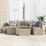 thumbnail of vidaXL 7-teiliges Garten-Sofa-Set mit Kissen aus beigem Poly-Rattan
