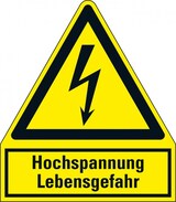 thumbnail of Aufkleber I Warn-Kombischild Hochspannung Lebensgefahr, RoHS konform, Folie, 100x120mm, ASR A1.3, DIN EN ISO 7010 W012