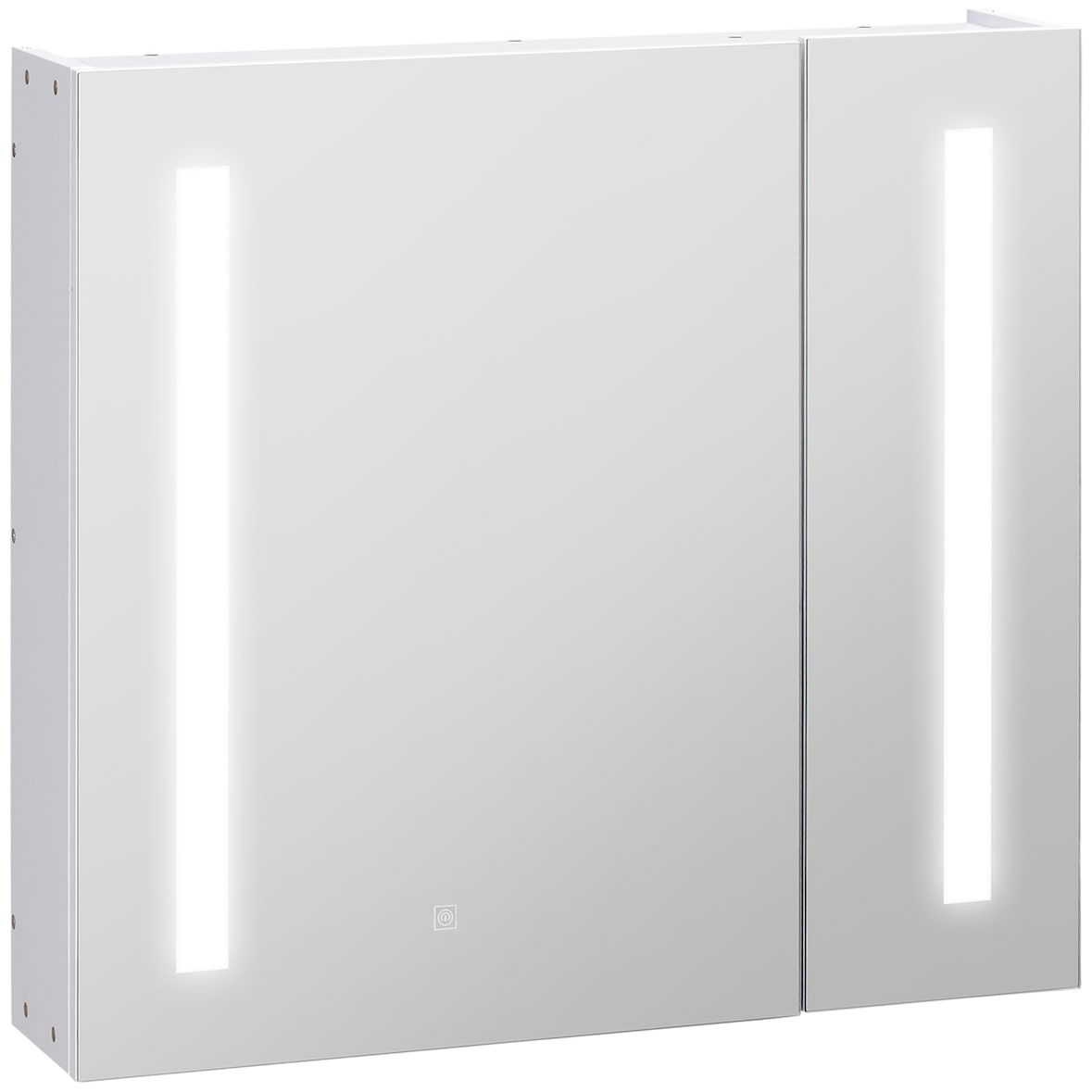 Armario con espejo de baño con luz LED armario de baño colgante con 2 puertas función de memoria interruptor táctil estilo moderno 70x15x65 cm blanco