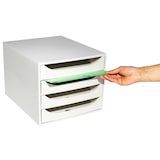 thumbnail of EXACOMPTA Cassettiera Ecobox 228606D, 4 cassetti, box in PS e cassetti in Ppl, (PxlxAlt) 34,8x28,4x23,4 cm, gamma Office box grigio/cassetti grigio