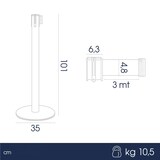 thumbnail of Danieli - Colonnina Segnapercorso con Nastro Estensibile Fino a 3 metri. Acciaio Spazzolato, Base Magnetica (Bianco)