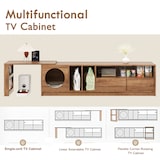 thumbnail of Drehbarer Fernsehschrank 180x40x50 ausziehbar 260cm Katzenruheraum Glas Türen Stauraum MDF Nussbaum modern