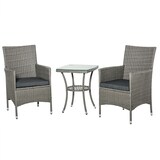 thumbnail of Outsunny Conjunto de Muebles Ratán para Jardín Formado por 1 Mesa y 2 Sillones con Cojines Estructura de Metal y Ratán Gris
