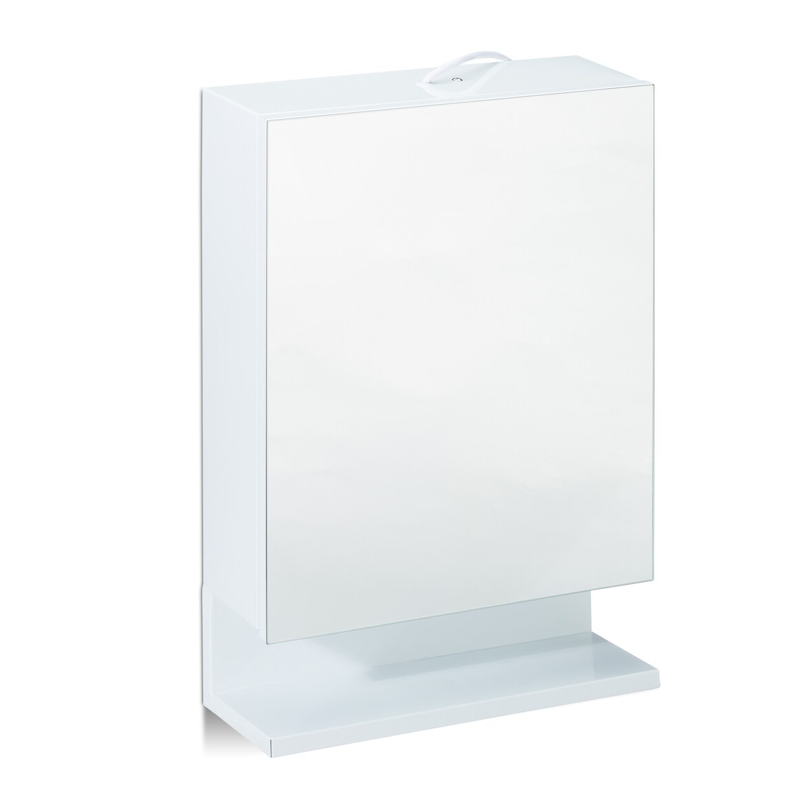 Relaxdays Badspiegelschrank, 1-türig, mit Steckdose, Badezimmerschrank, Wandschrank, H x B x T: 55 x 35 x 12 cm, weiß