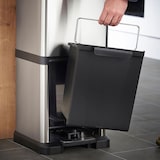 thumbnail of WellHome - Eco-afvalbak 32 liter met 3 compartimenten (2x8L en 1x16L), kleur Zilver - 32,4x21,2x77,4cm