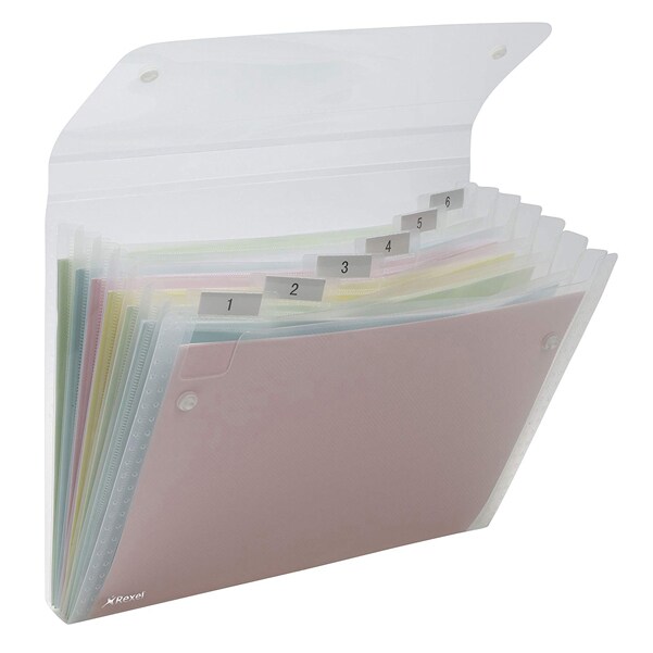 Trieur à soufflet ICE, 6 compartiments, polypro, coloris transparent