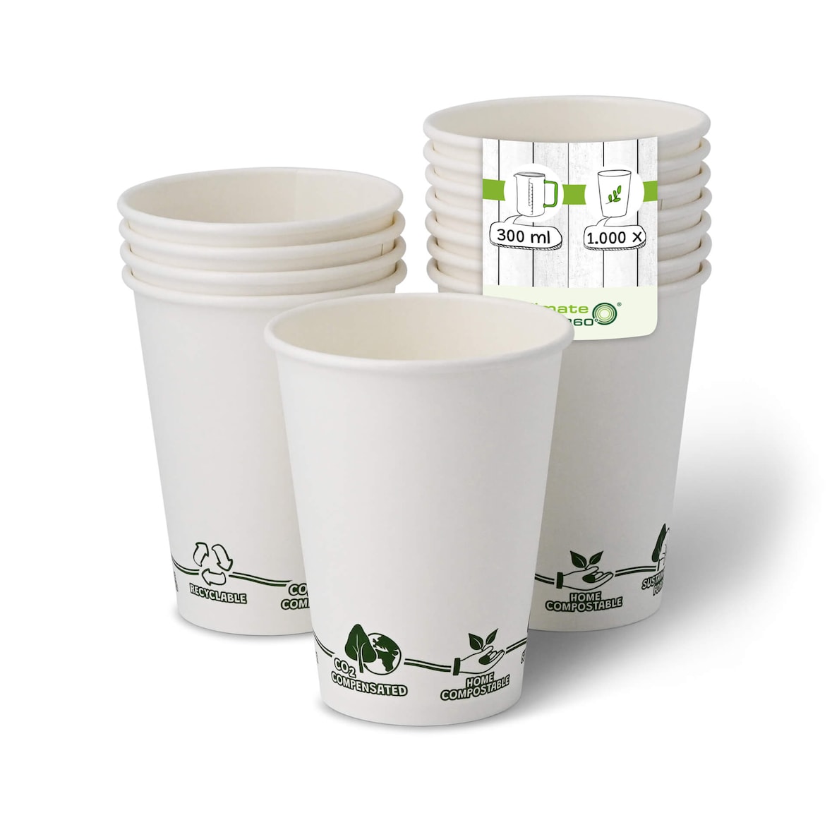 greenbox - Pappbecher 300 ml / 12  oz, Ø 90 mm, "EcoUp©"- Icons, 1000 St.