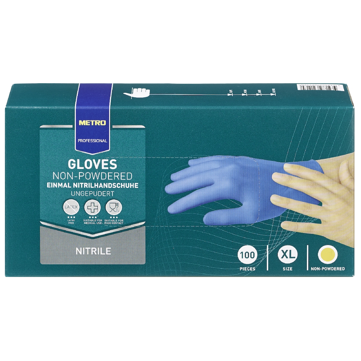 METRO Professional Einmalhandschuhe, Nitril, ungepudert, Größe XL, blau, 100 Stück