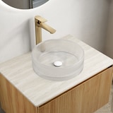 thumbnail of Rundes Waschbecken 36cm Kristallglas Transparent, Künstlerische Streifen, Modernes Design, Pflegeleicht, Badezimmer Aufsatzbecken