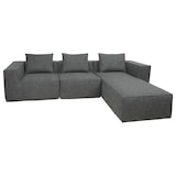 thumbnail of L-Sofa HWC-O54, Lounge-Couch mit Ottomane, erweiterbar modular rechts/links, Stoff/Textil 63x270x190cm ~ dunkelgrau