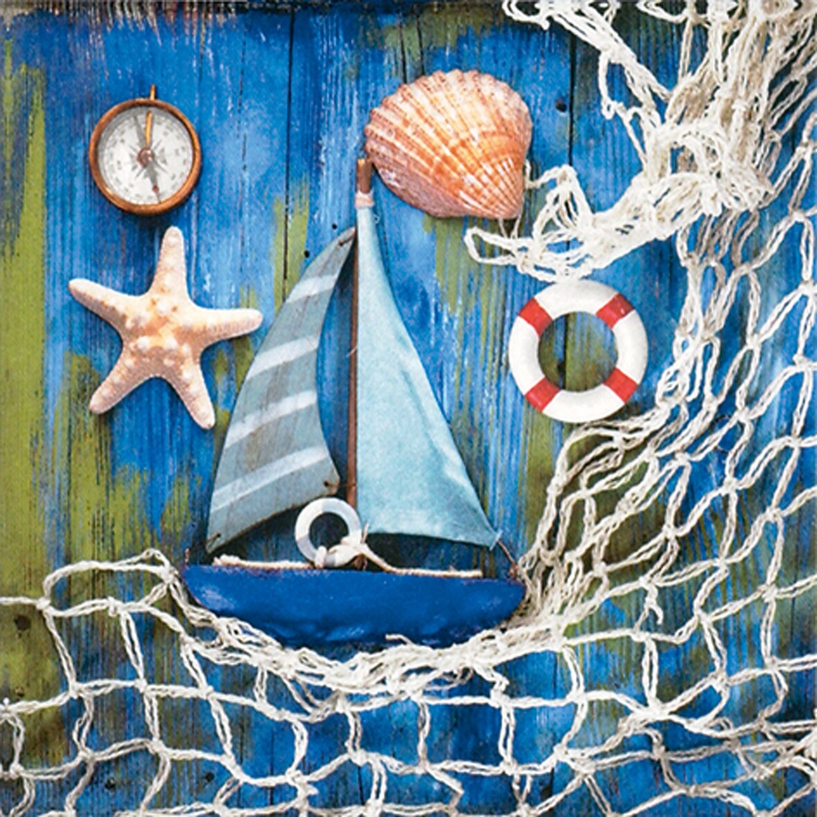 20 Servietten Papier 33x33cm 3-lagig hochwertige Einweg Papierservietten Maritim Segelboot Partyservietten Motivservietten Lunchservietten Blau