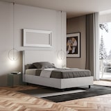 thumbnail of Cama con almacenaje acolchada 140x200 cuero sintético blanco Focus