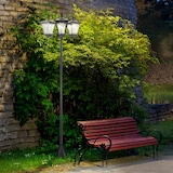 thumbnail of Outsunny farol solar de jardín con 3 luces LED impermeable IP44 sensor de noche farola de exterior para terraza 51,5x47x182,5 cm
