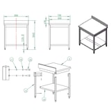 thumbnail of Table de travail EASYLINE / avec étagère de base et rebord surélevé, 800 x 700 mm