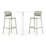 thumbnail of Conjunto 2 bancos altos empilháveis de exterior em polipropileno verde com pés antiderrapantes h76,5cm,bar, jardim, terraço, restaurante Dora XL/verde