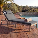 thumbnail of Poly-Rattan Sonnenliege HWC-A51, Relaxliege Gartenliege Liege ~ Premium grau, Kissen dunkelgrau