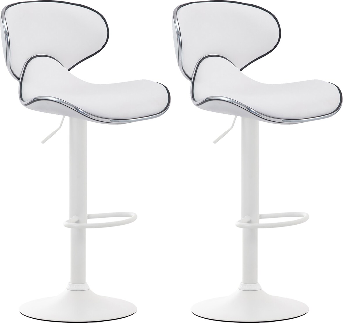 CHEFGASTRO 2er Set Barhocker MADEIRA Kunstleder Weiß HxBxT 88x46x49cm Kunstleder Weiß Barstuhl