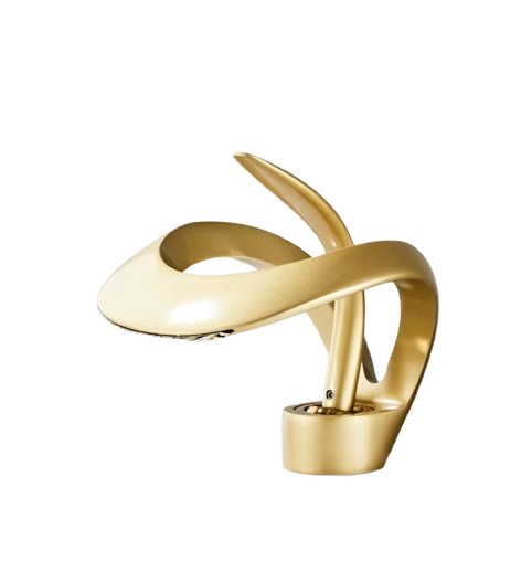 KLARWERK NAVIS | Design Wasserfall Wasserhahn Bad Gold matt Badarmatur | Elegante Premium Edelstahl Armatur für Waschbecken | Hotel Mischbatterie 2 