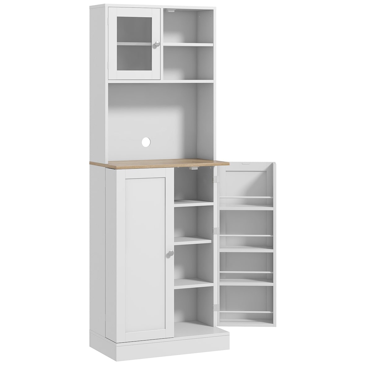 HOMCOM Alacena de Cocina Armario de Cocina Mueble Auxiliar de Cocina con 3 Puertas Estantes Ajustables y Estantes en la Puerta 60x35x169 cm Blanco