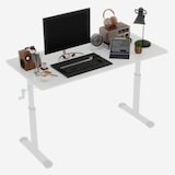 thumbnail of Schreibtisch höhenverstellbar 90x120x60 cm mit Handkurbel, Doppelständer stabil, minimalistisches Design für Homeoffice, Weiß