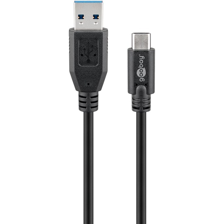 Goobay 67999 USB-C™ auf USB A 3.0 Kabel, schwarz, 0.5 m - USB 3.0-Stecker (Typ A) > USB-C™-Stecker