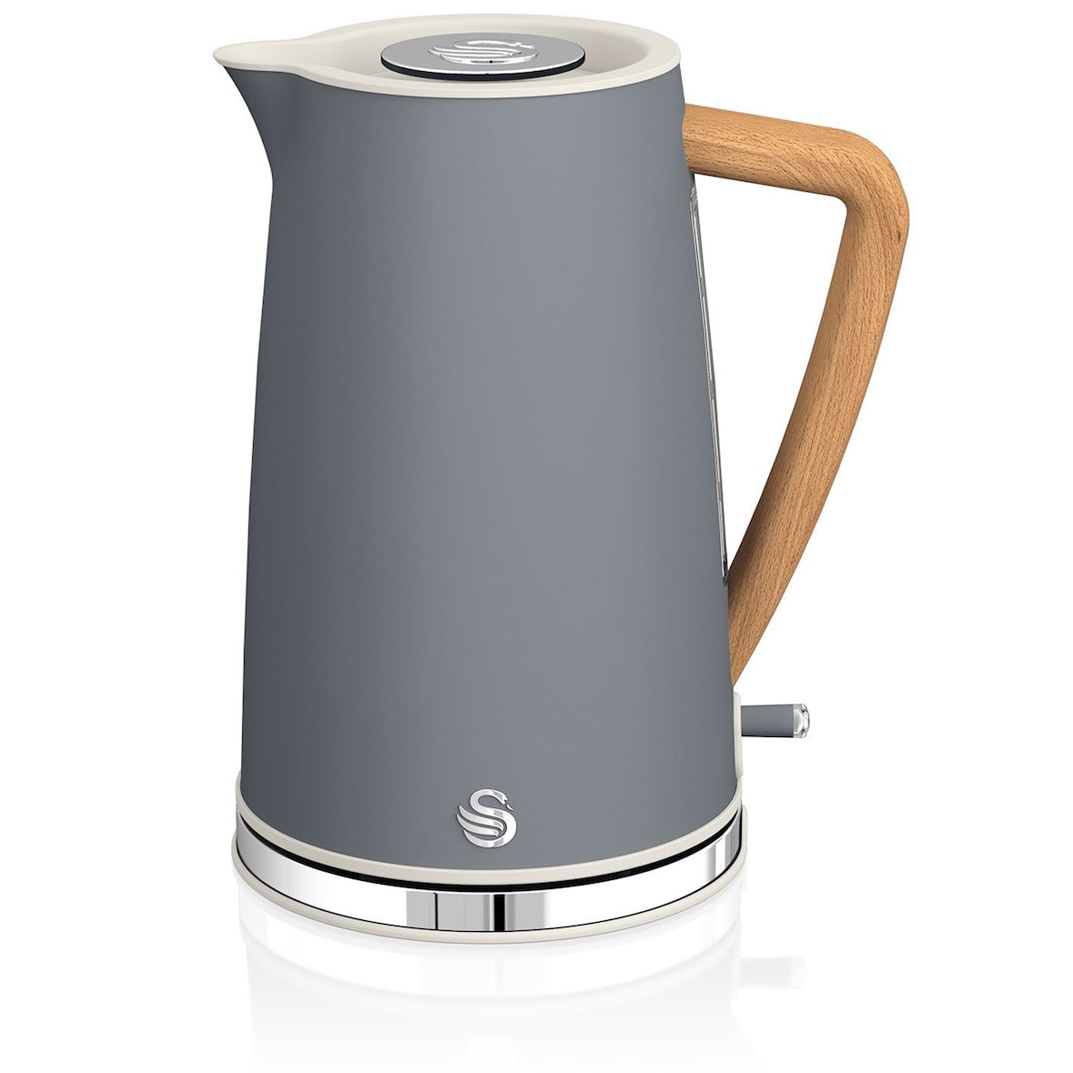 SWAN SK14610GRYNEU Chaleira Eléctrica Ultra-fast, Jarro Elétrico,  sem Fios, Design Moderno, 1,7 L, Cabo de Efeito Madeira,  Cinza, 2200W