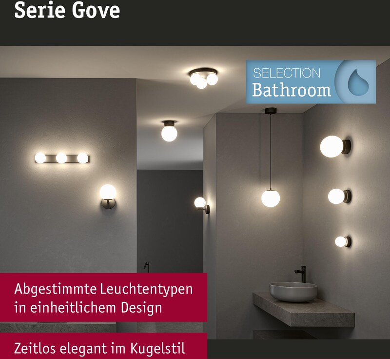 Elegante kugelförmige Leuchten für Badezimmer.