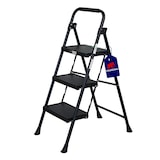 thumbnail of PROREGAL Profi-Trittleiter klappbar 3 geriffelte Stufen aus Kunststoff 106x48x70cm Traglast 150kg Stahl Schwarz Klapptritt Klappleiter Haushaltsleiter