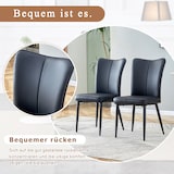 thumbnail of Essstuhl 2er Set Schwarz 89x45x44 cm mit PU Leder Bezug Rückenpolster und Metallbeinen, minimalistisches Design, komfortabel und stabil