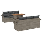 thumbnail of vidaXL 7-teiliges Gartensofa-Set mit Kissen in Grau aus Poly Rattan und Akazie
