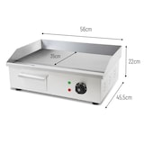thumbnail of VERTES Plancha profesional de 3000 W en acero inoxidable, superficie de grill lisa de 55 x 35 cm, termostato, temperatura de 50-300 °C