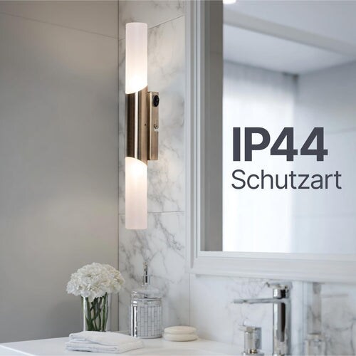 Ein moderner Wandleuchter mit zwei Lichtern.