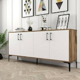 thumbnail of Dmora Credenza Dpedrol, Buffet da soggiorno, Madia da salotto, Dispensa da cucina, 180x35h78 cm, Noce e Bianco
