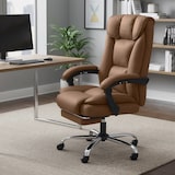 thumbnail of HOMCOM silla de escritorio giratoria con reposapiés, con respaldo reclinable, acolchado grueso, tapizada en cuero sintético, altura ajustable