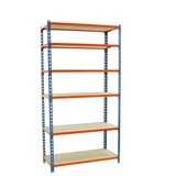 thumbnail of SimonRack Schwerlastregal 2500x1100x500 mm, 6 Ebenen, Holzböden, 200 kg Tragkraft pro Ebene, Blau/Orange - Maderclick