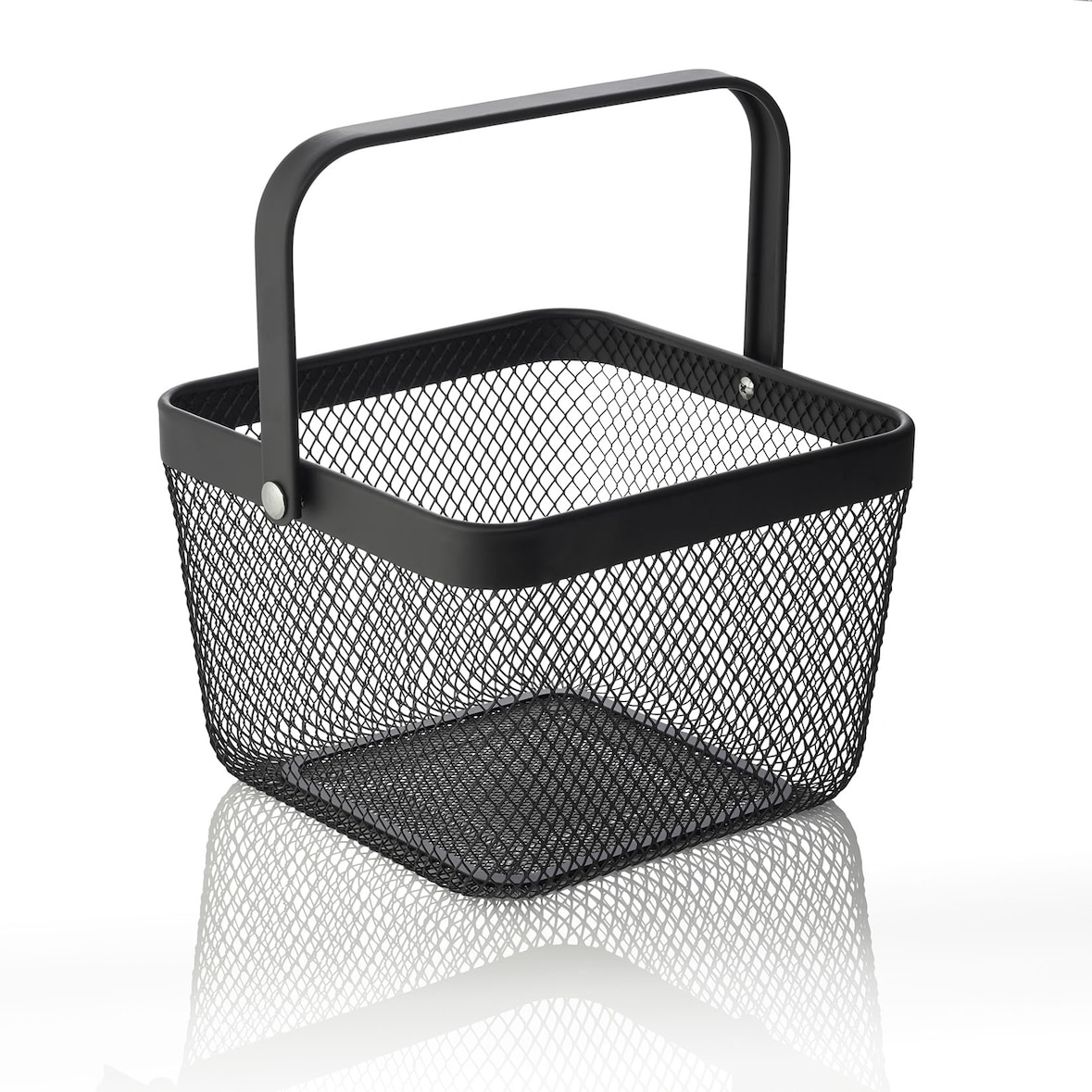 WAS Germany - Korb mit Henkel, 24,5 x 24,5 x 17,5 cm, schwarz pulverbeschichtet, Metall