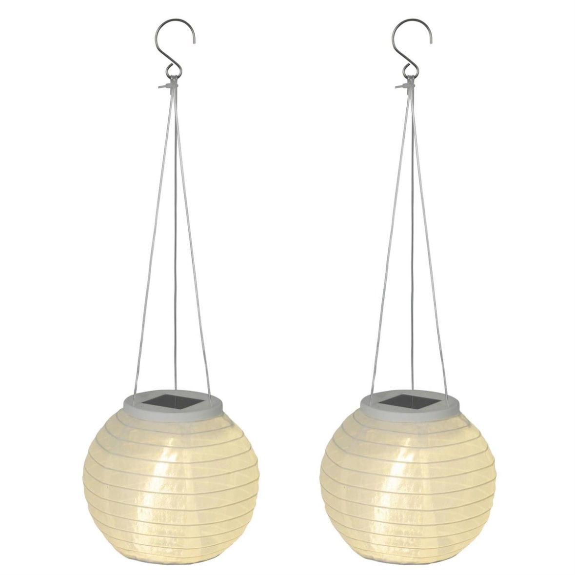 LED Solar Lampions D: 15cm Party Balkon Terrasse Sensor weiß 2er Set