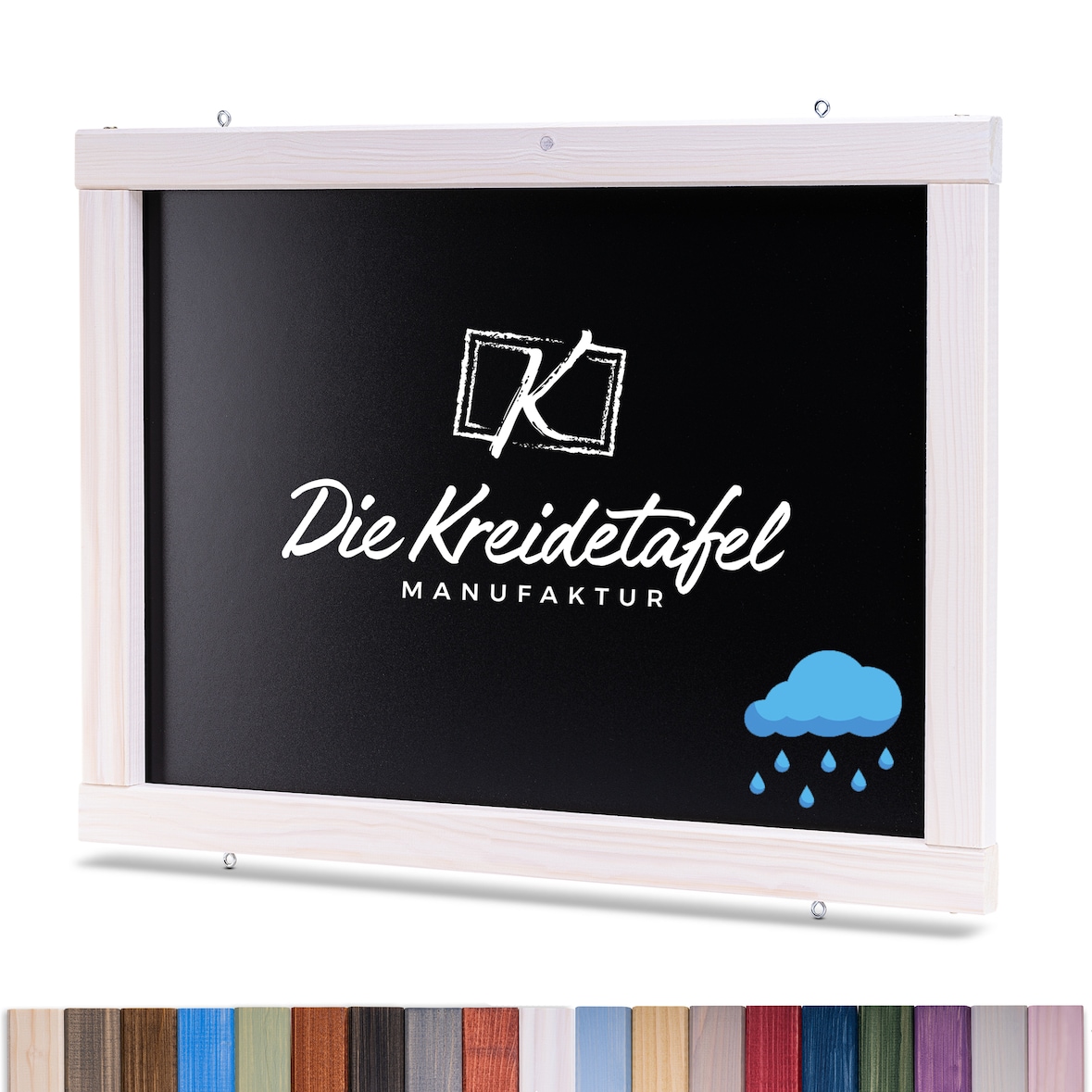 Wetterfeste Outdoor Kreidetafel mit Holzrahmen / Weiß 55x55cm