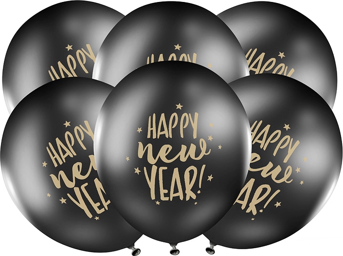 6 Luftballons Silvester schwarz