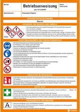 thumbnail of Betriebsanweisung Benzin, CLP/GHS, Kunststoff, 210x297mm, ASR A1.3, DIN EN ISO 7010