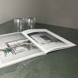 thumbnail of RestooTab - Tisch Milan T Ø70cm Dekor marmor jade kanten messingfarben