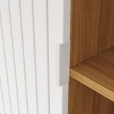 thumbnail of Merax Schreibtisch,  L-förmiger 160×120×76.5 cm, Eckschreibtisch mit 2 Schubladen & Schrank, MDF Bürotisch mit Stahlbeinen, Naturfarbe & Weiß