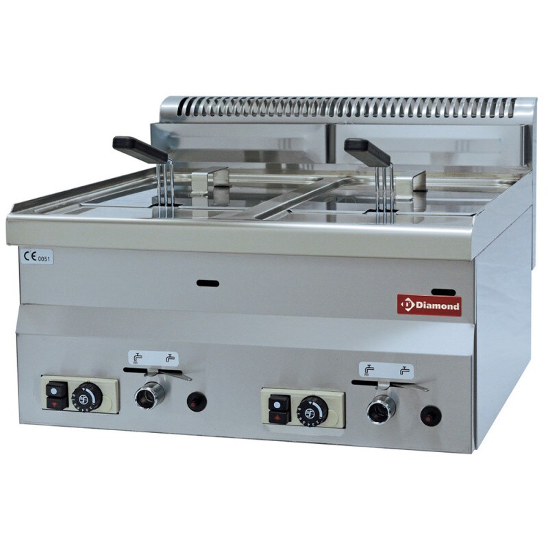 Friteuse gaz, 2 cuves 8 litres - Diamond